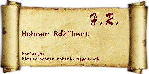 Hohner Róbert névjegykártya